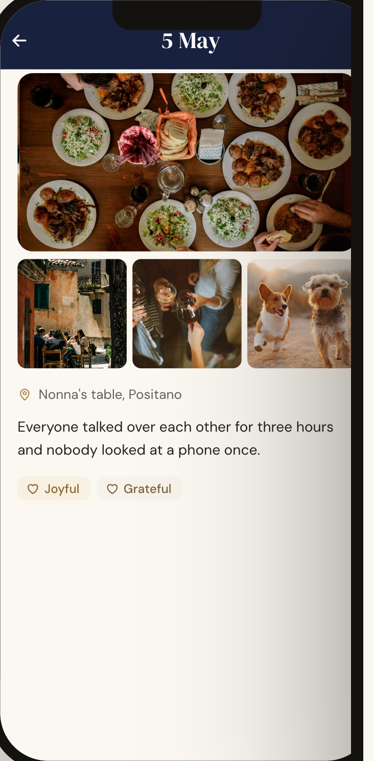 Adding a single moment in the EMENTA Stories app